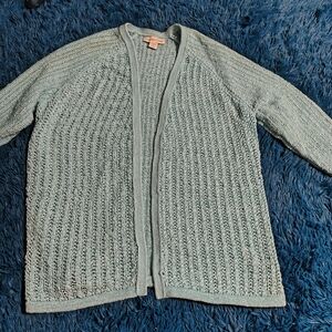 Coldwater Creek Light Green Open Knit Cardigan